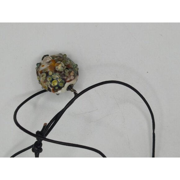 Hand Blown Art Glass Pendant Necklace Silver & Gold Nuggets 24g Artisan Lampwork - Picture 7 of 7